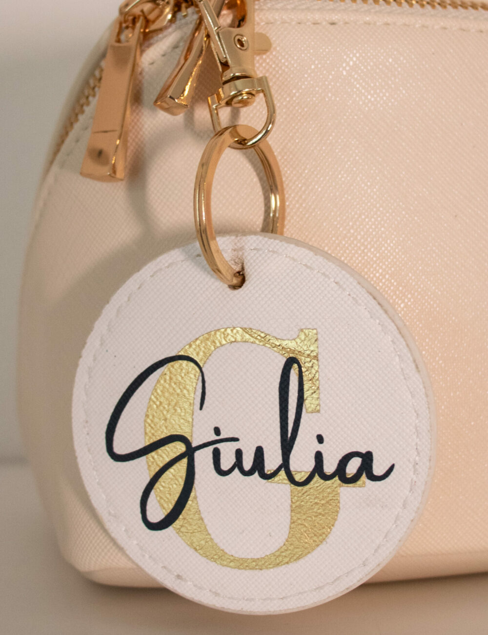 Portachiavi Tondo in Simil Pelle Personalizzabile