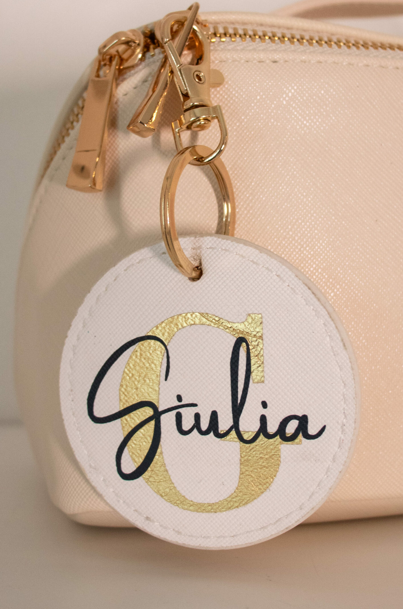 Portachiavi Tondo in Simil Pelle Personalizzabile
