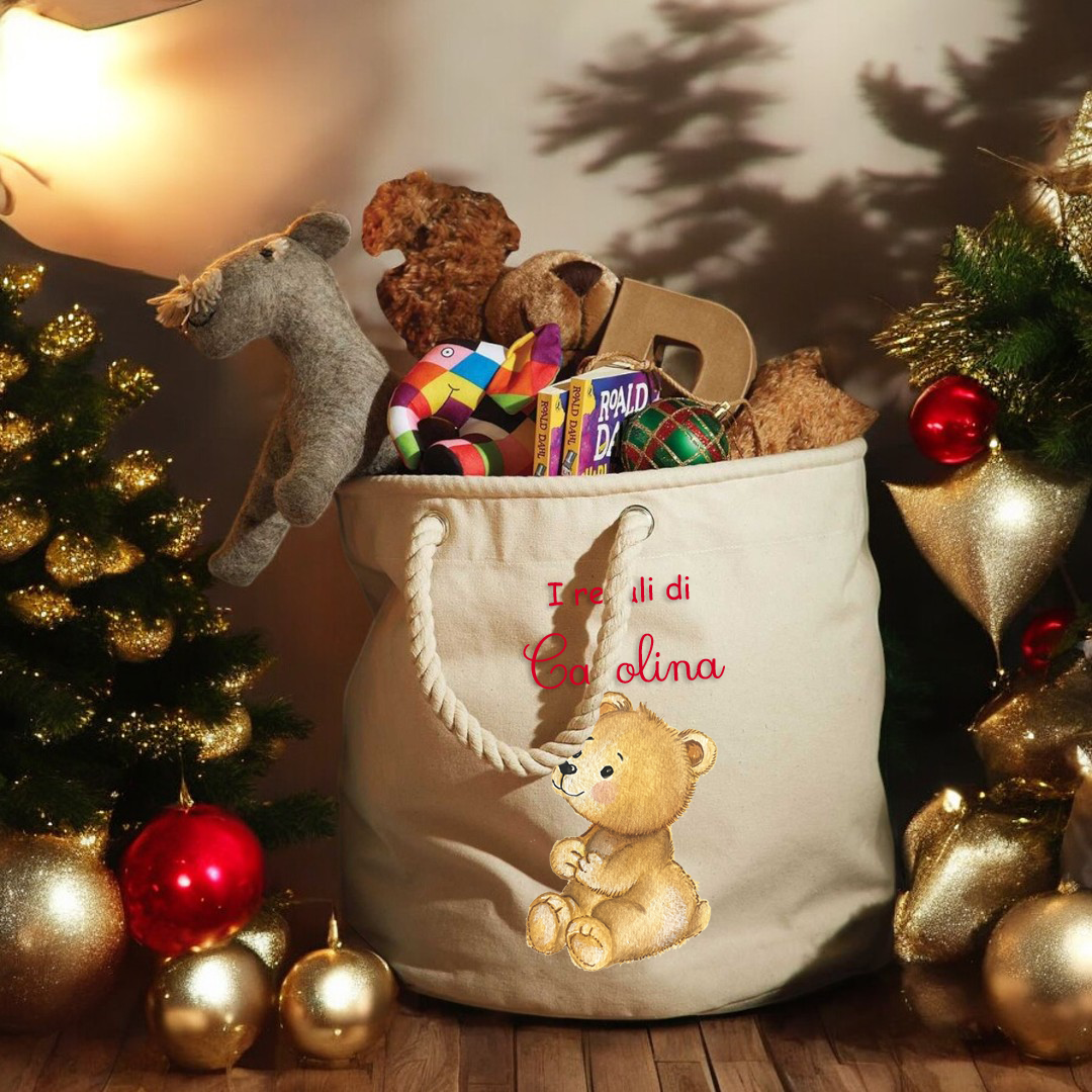 Cesto regali di Natale in cotone canvas organico
