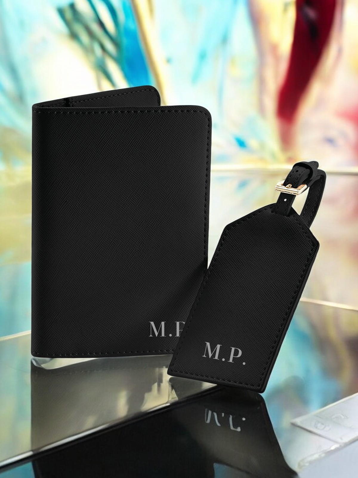 Travel Set in Simil Pelle Personalizzabile (Etichetta Valigia e Portapassaporto)