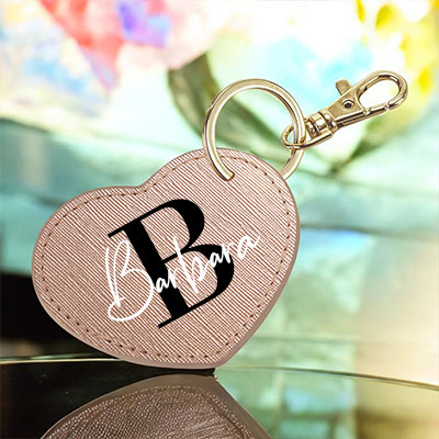 Portachiavi a Cuore in Simil Pelle Personalizzabile